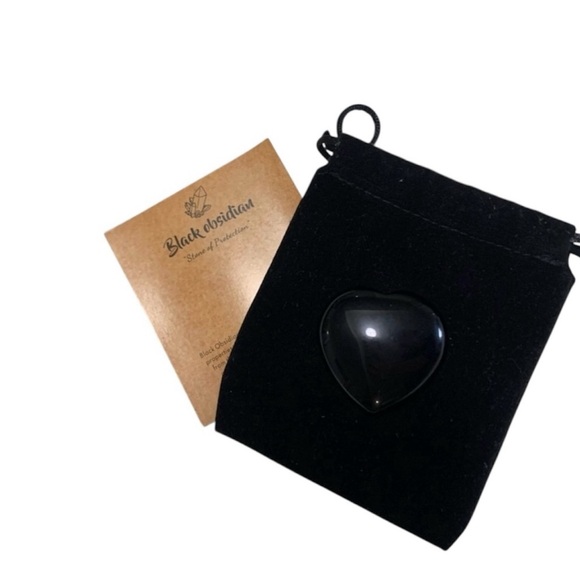 Other - 🖤Black Obsidian Heart Rock🖤 & Black Velvet Hearts 1/2 bag 1" hearts!